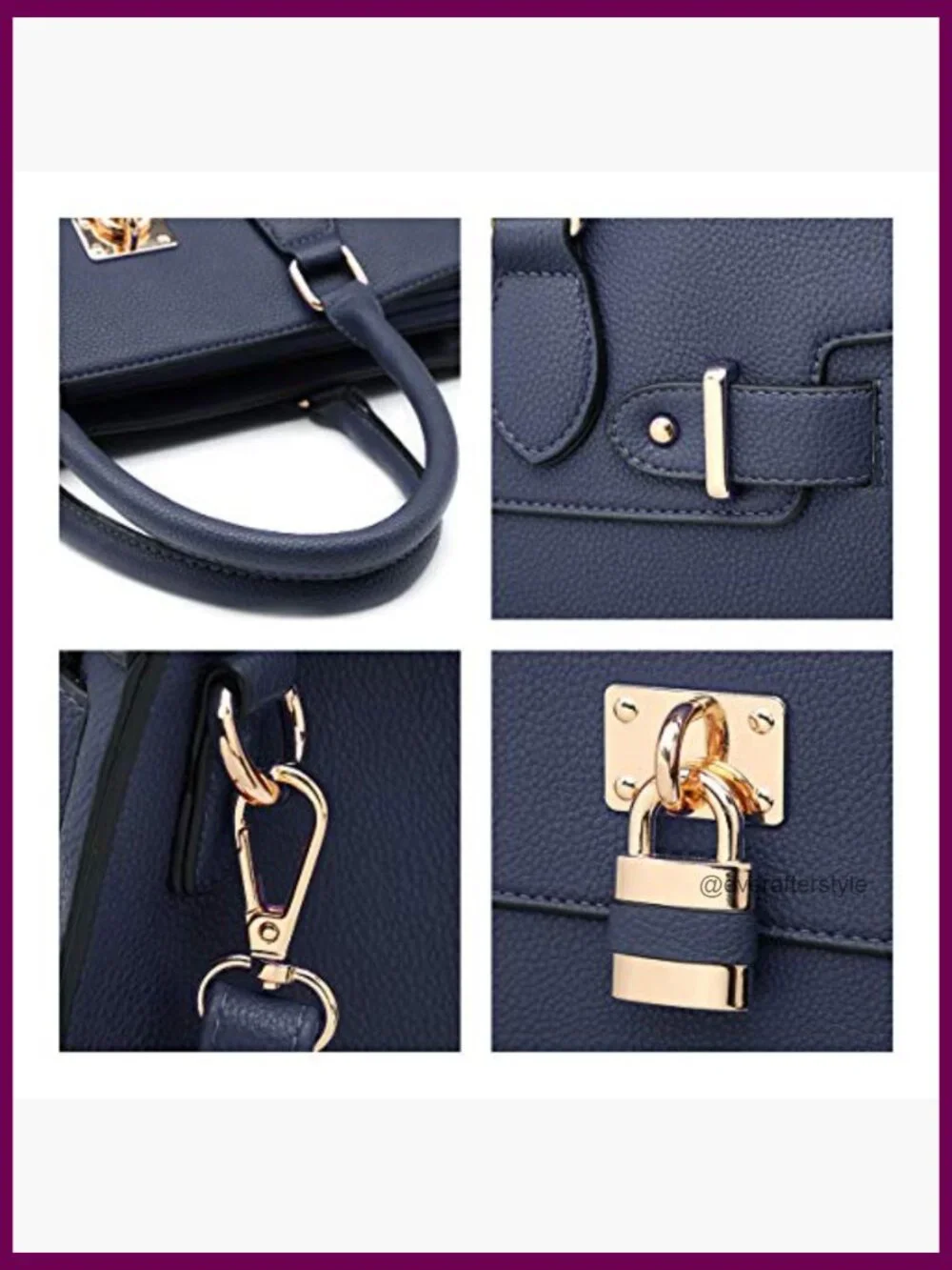 Vegan Leather Satchel Tote Handbag with Matching Wristlet Set